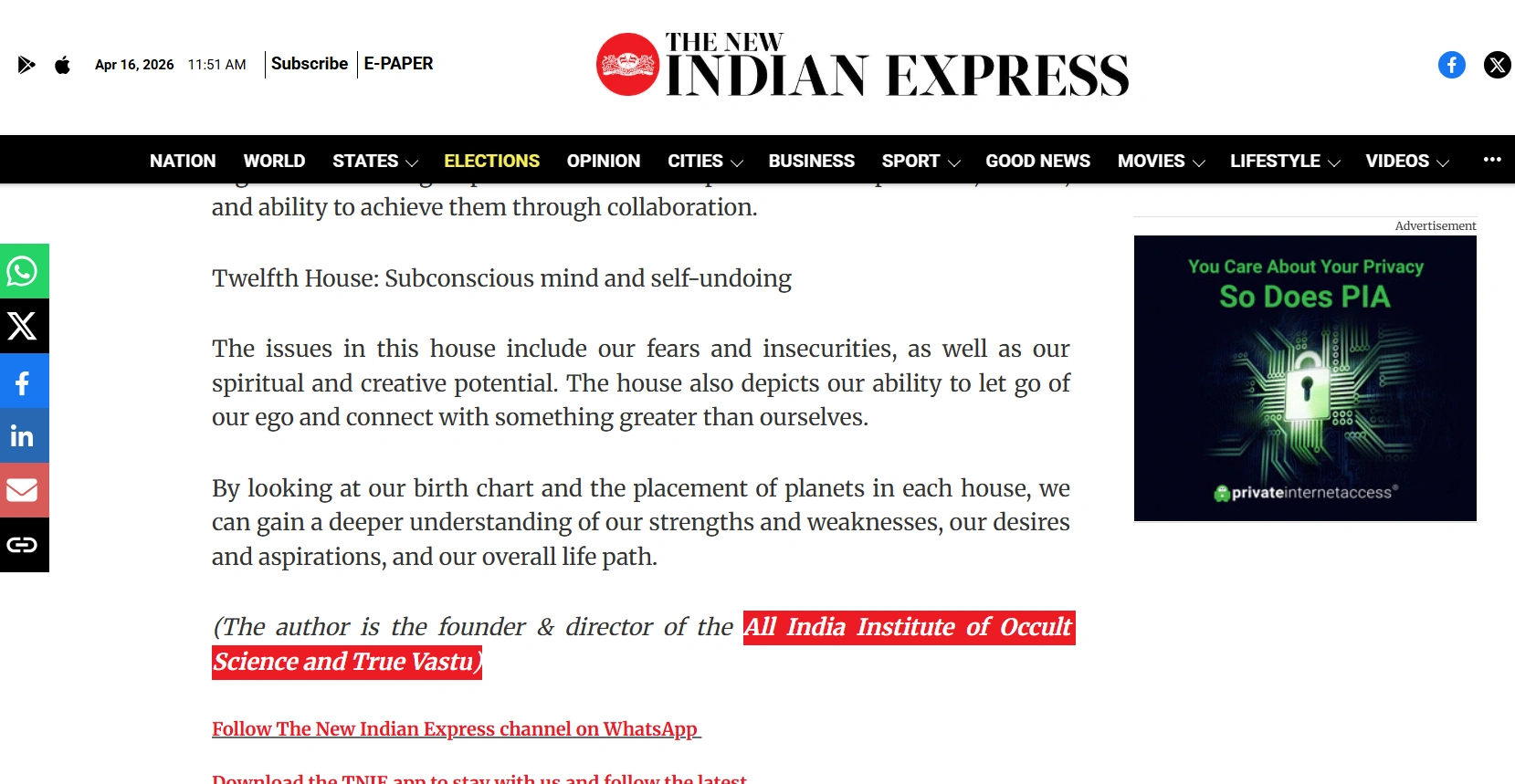 Indian Express article